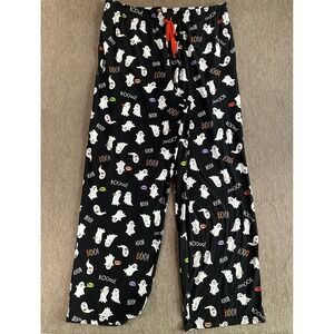 Way To Celebrate Halloween Ghost Print Pajama Pants Black Orange Large 12-14
